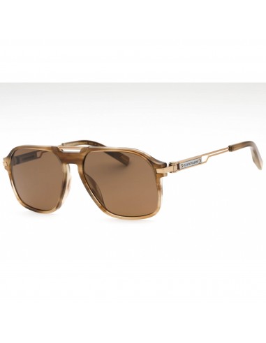 Chopard Men's Sunglasses - Shiny Striped Brown Plastic Pilot Shape Frame| SCH347 6YHP la livraison gratuite