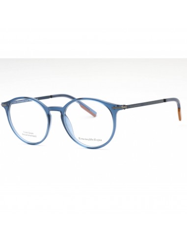 Ermenegildo Zegna Men's Eyeglasses - Shiny Blue Plastic Round Shape Frame| EZ5171 090 plus qu'un jeu 