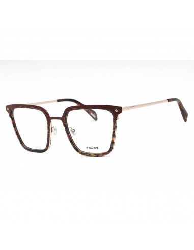 Police Men's Eyeglasses - Striped Brown Plastic Cat Eye Full Rim Frame | VPLG25 0K99 français