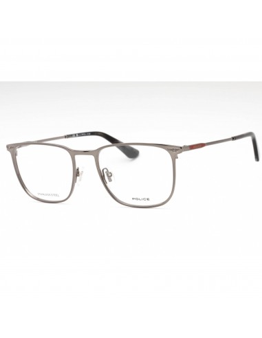 Police Men's Eyeglasses - Shiny Gunmetal Metal Rectangular Full Rim | VPLG68 0568 Profitez des Offres !