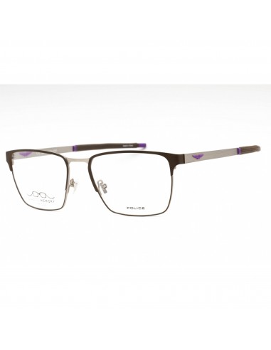 Police Men's Eyeglasses - Brown Silver Metal Rectangular Full Rim Frame | VPLG79 8BMY 2024