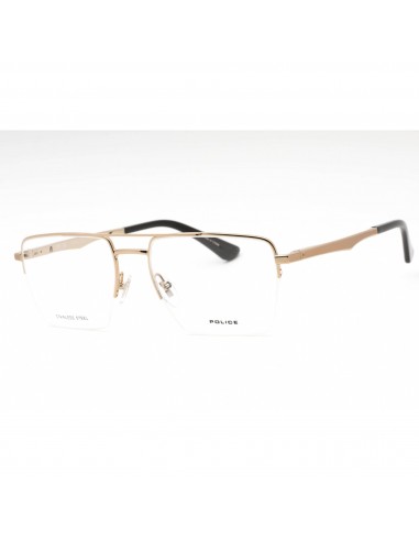 Police Men's Eyeglasses - Bronze Brown Metal Rectangular Half Rim Frame | VPLG71 08FE acheter