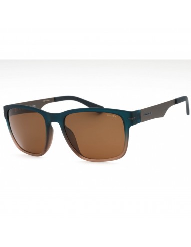 Police Men's Sunglasses - Frosted Blue Brown Plastic Rectangular Frame | SPLL09 0MGB outlet