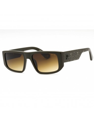 Police Men's Sunglasses - Silver Olive Green Plastic Rectangular Frame | SPLL13 073M ouvre sa boutique