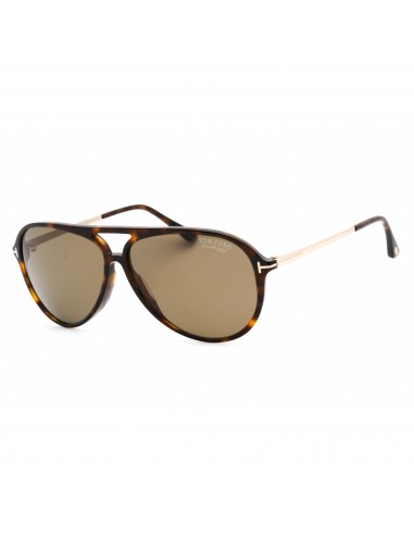 Tom Ford Men's Sunglasses - Shiny Dark Havana Metal/Plastic Pilot Frame | FT0909 52H de pas cher