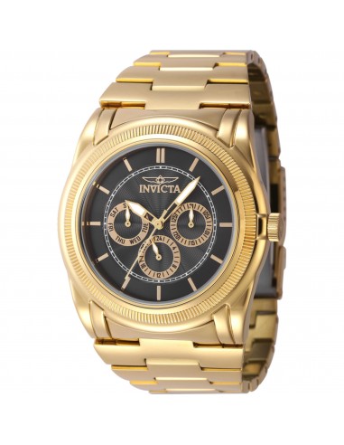 Invicta Men's Watch - Slim Quartz Black Dial Yellow Gold Steel Bracelet Date | 46262 français