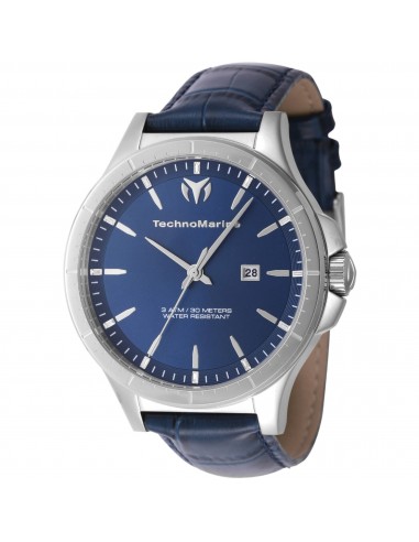 Technomarine Men's Watch - MoonSun Quartz Blue Dial Leather Strap Date | TM-822012 Comparez et commandez 