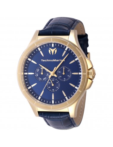 Technomarine Men's Watch - MoonSun Blue Genuine Leather Strap Day-Date | TM-822030 à prix réduit toute l'année