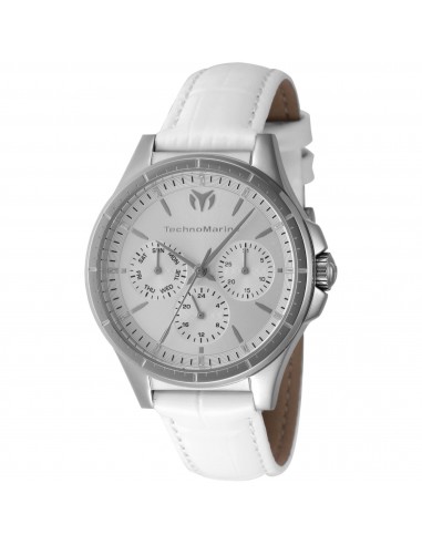 Technomarine Women's Watch - MoonSun Quartz Day-Date White Leather Strap | TM-822054 À commander