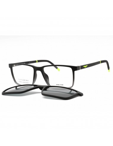 Police Men's Eyeglasses - Matte Black Plastic Rectangular Full Rim Frame | UPLL74 WT5P soldes