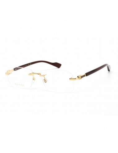 Gucci Men's Eyeglasses - Gold Rectangular Shape Frame Clear Demo Lens | GG1221O 003 outlet