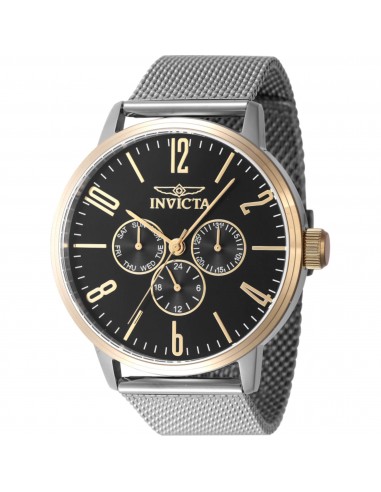 Invicta Men's Quartz Watch - Specialty Black Dial Silver Tone Mesh Bracelet | 47596 français