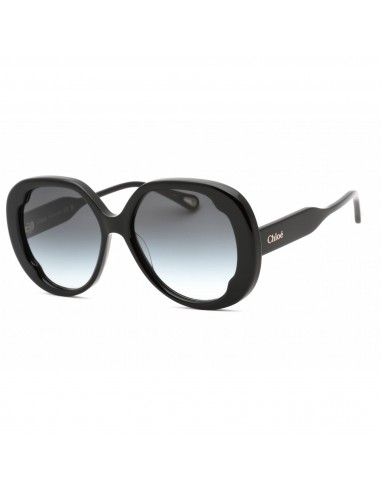 Chloe Women's Sunglasses - Black Oval Full Rim Plastic Frame Grey Lens | CH0195S 001 plus qu'un jeu 