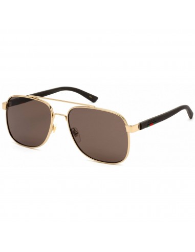 Gucci Men's Sunglasses - Gold Pilot Full Rim Metal Frame Brown Lens | GG0422S 003 de pas cher