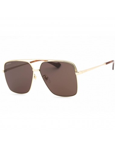 Gucci Men's Sunglasses - Gold Navigator Full Rim Metal Frame Brown Lens | GG1099SA 003 les ctes