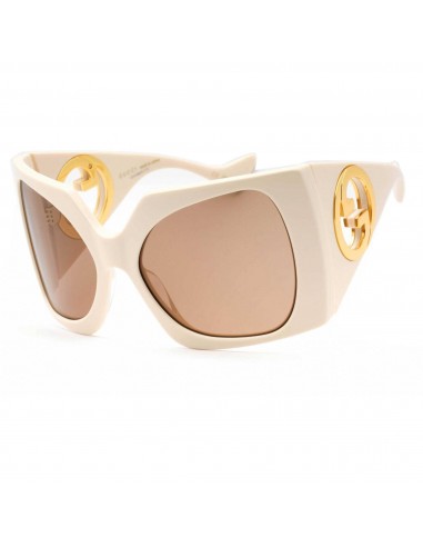 Gucci Women's Sunglasses - Ivory/White Oversized Full Rim Plastic Frame | GG1255S 002 pas cher chine