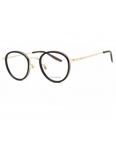 Gucci Unisex Eyeglasses - Black/Gold Oval Full Rim Metal Frame | GG1357OJ 001 prix