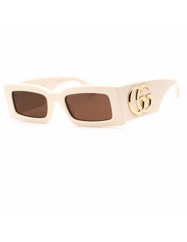 Gucci Women's Sunglasses - Ivory Rectangular Full Rim Plastic Frame | GG1425S 004 solde