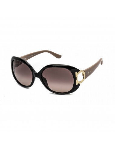 Salvatore Ferragamo Women's Sunglasses - Black/Taupe Oval Plastic Frame | SF668 001 en ligne