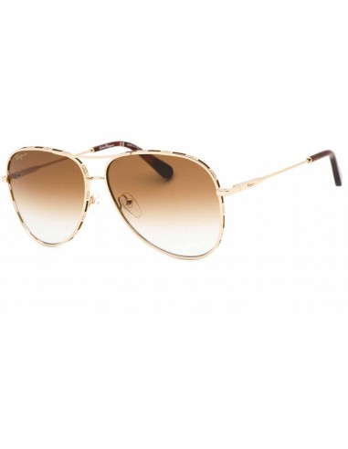 Salvatore Ferragamo Women's Sunglasses - Yellow Gold/Caramel Metal Frame | SF268S 793 outlet