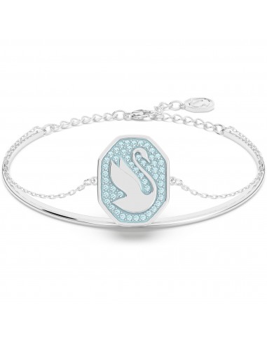 Swarovski Women's Bangle Bracelet - Signum Swan Blue Crystal Rhodium Plated | 5628552 destockage