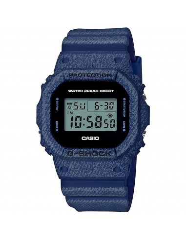 Casio Men's Watch - G-Shock Alarm Denim Dark Blue Resin Strap Digital | DW5600DE-2 shop