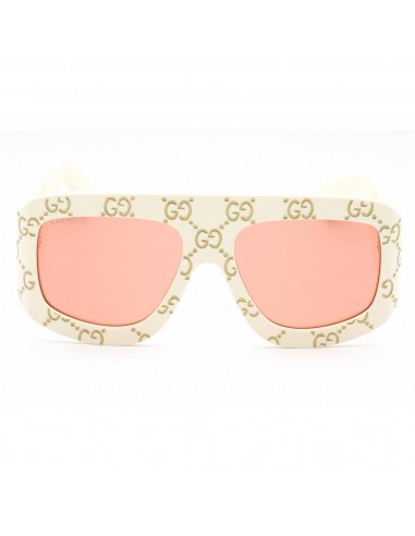 Gucci Men's Sunglasses - Ivory Plastic Shield Shape Frame Orange Lens | GG0983S 001 l'achat 