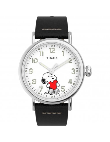 Timex Men's Watch - Standard Peanuts White Dial Black Leather Strap | TW2U72200VQ rembourrage situé sous