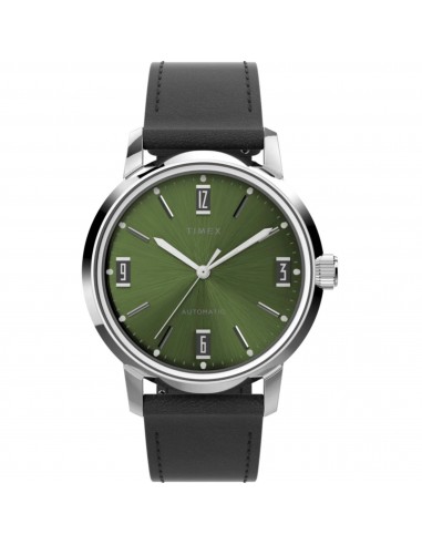 Timex Men's Watch - Marlin Automatic Green Dial Black Leather Strap | TW2V44600ZV Voir les baskets