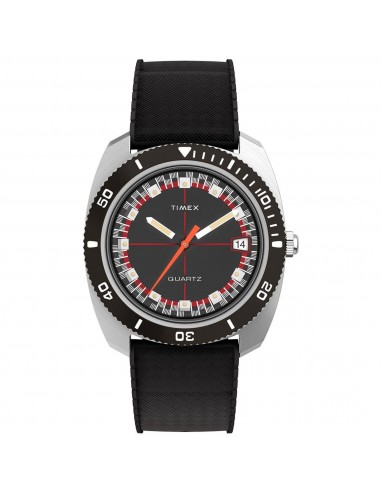 Timex Men's Watch - Q Timex Reissue Black Dial Synthetic Rubber Strap | TW2W22400ZV vente chaude votre 