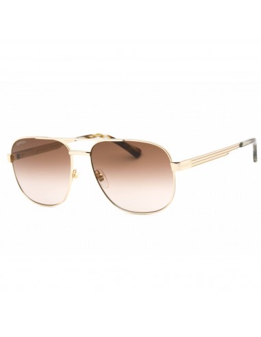 Gucci Men's Sunglasses - Gold Metal Navigator Frame Brown Gradient Lens | GG1223S 003 meilleur choix