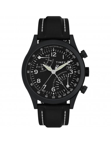 Timex Men's Watch - Waterbury Traditional Fly Back Chrono Black Strap | TW2W48000VQ en ligne des produits 