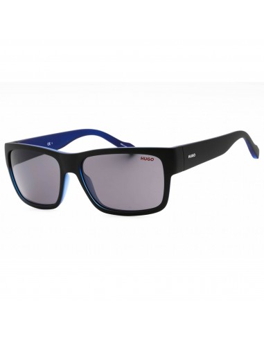 Hugo Men's Sunglasses - Matte Black Blue Rectangular Plastic Frame | HG 0176/S 00VK IR online