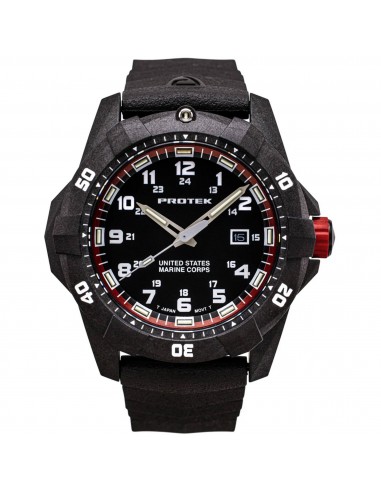 ProTek Men's Watch - USMC Series Quartz Black and Red Dial Rubber Strap Dive | 1012 de la marque