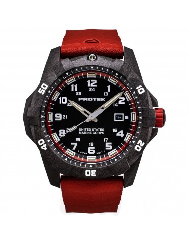 ProTek Men's Watch - USMC Series Quartz Black Dial Red Genuine Rubber Strap | 1012R acheter