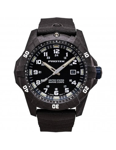 ProTek Men's Watch - USMC Series Quartz Black and Blue Dial Rubber Strap Dive | 1013 2023