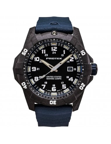 ProTek Men's Watch - USMC Series Quartz Blue Genuine Rubber Strap Date Dive | 1013B Pour