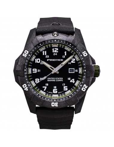 ProTek Men's Watch - USMC Series Quartz Black and Green Dial Rubber Strap Dive | 1015 de France