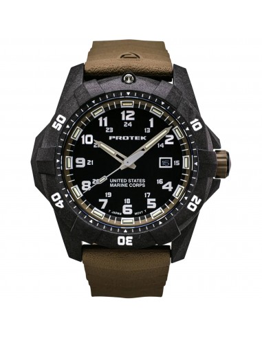 ProTek Men's Watch - USMC Series Quartz Brown Genuine Rubber Strap Date Dive | 1016D vous aussi creer 