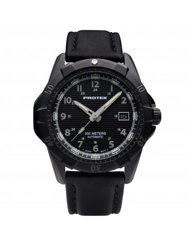 ProTek Men's Watch - Dive Rotating Bezel Automatic Black Dial Leather Strap | 2202 Jusqu'à 80% De Réduction