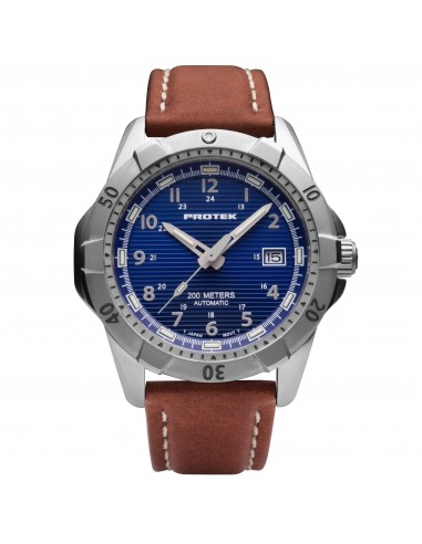 ProTek Men's Watch - Dive Rotating Bezel Automatic Blue Dial Brown Strap | 2203 les ligaments