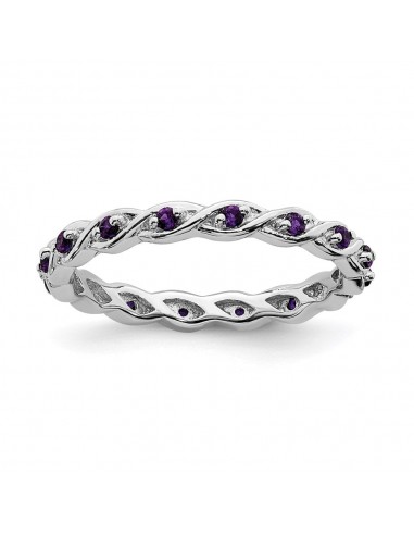 Sterling Silver Stackable Expressions Amethyst Ring | QSK1471 brillant des détails fins