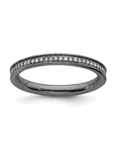 Sterling Silver Stackable Expressions & Diamonds Black-plated Ring | QSK494 Economisez 