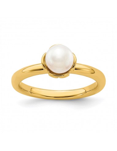 Sterling Silver Stack Exp. White FW Cultured Pearl Gold-plated Ring | QSK749 france