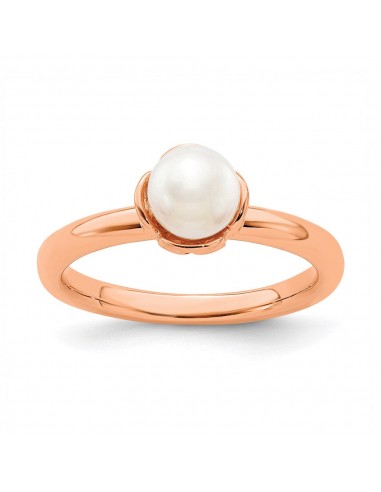 Sterling Silver Stack Exp. White FW Cultured Pearl Pink-plated Ring | QSK750 les ctes