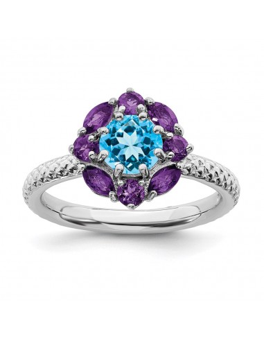 Sterling Silver Stackable Expressions Amethyst and Blue Topaz Ring | QSK792 sélection de produits