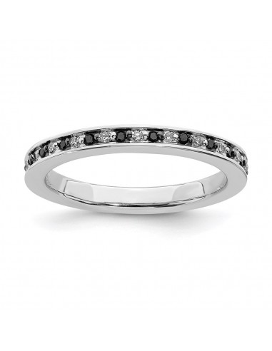 Sterling Silver Stackable Expressions Black & White Diamond Ring | QSK1053 france