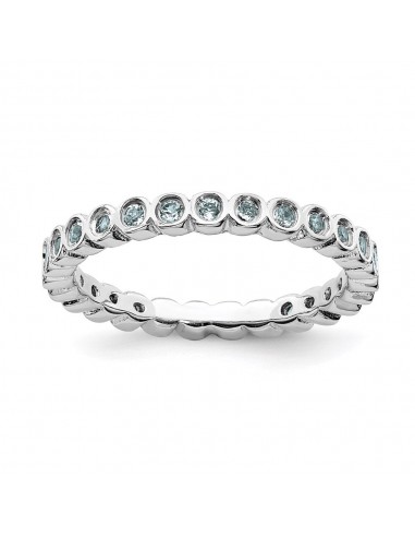 Sterling Silver Stackable Expressions Aquamarine Ring | QSK364 en ligne