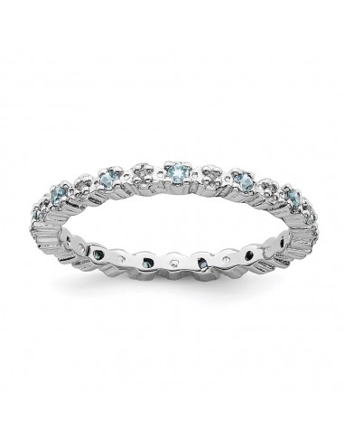 Sterling Silver Stackable Expressions Aquamarine & Diamond Ring | QSK534 Comparez plus de prix