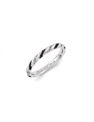 Sterling Silver Stackable Expressions Black & White Diamond Ring | QSK1083 ouvre sa boutique